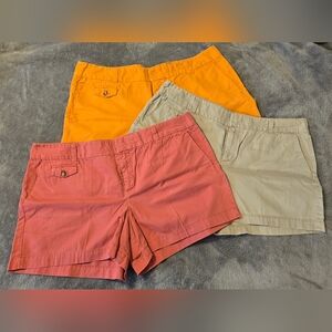 Lot of 3 LOFT Shorts - Orange, Pink, and Tan/Khaki - Size 14